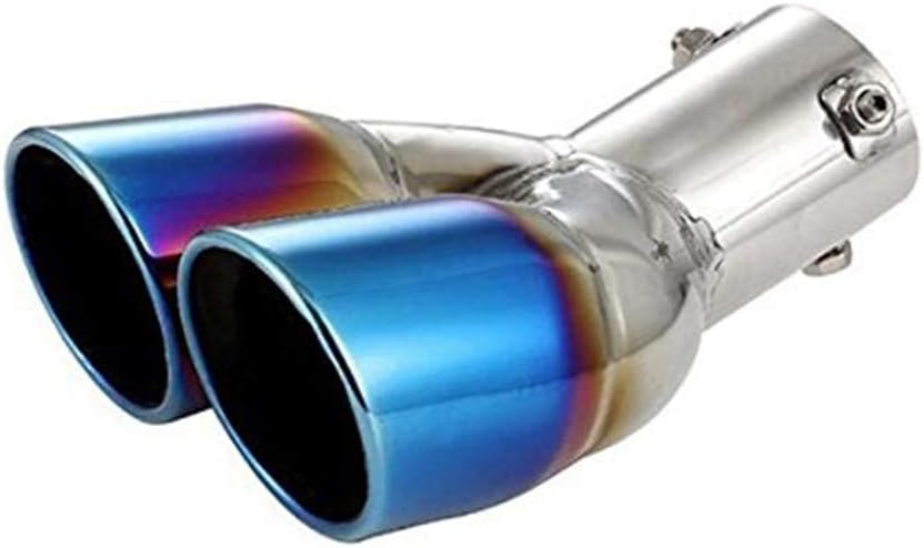 Yueng Stainless Steel Car Rear Round Exhaust Pipe Tail Muffler Tip Blue 1-pack