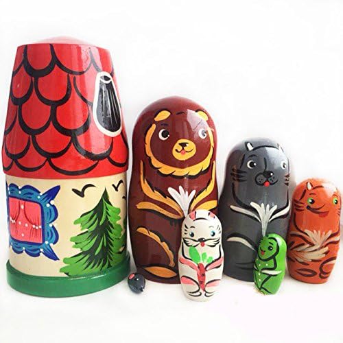 7 1/2 " Set of 7 Semyonov Wooden Matryoshka Russian Nesting Dolls "Small house" (10179)