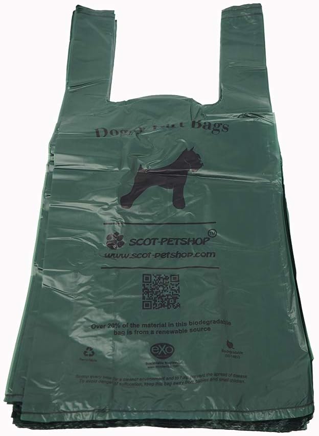 Scot-Petshop Biodegradable Dog Poop Bags x 100 | Large Green Dog Poo Waste Bags