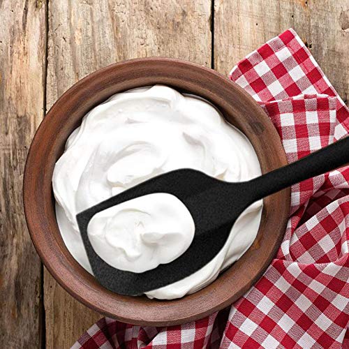 Silicone Spatulas Rubber Scraper Set Heat Resistant Non Stick Cooking Spatula with Stainless Steel Core One Piece Design Mini Kitchen Utensils for Baking Mixing Black