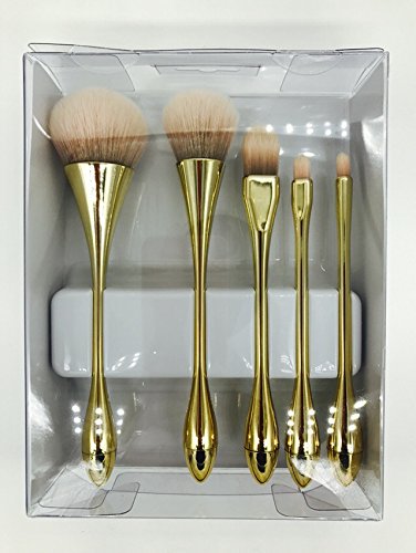 YoTruth 5 pcs Premium Comestic Brushes set Foundation Blending Blush Eyeliner Face Powder Brush Soft Comfortable Skin-friendly Gloden