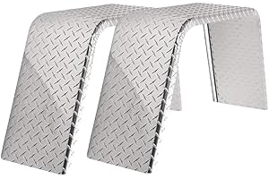 RUGGED TRAIL PRODUCTS 2 Pack Diamond Plate Aluminum Flat Top Fenders - 32"L x 10"W x 15"H | Sturdy .056 Aluminum Kit for Ultimate Trailer Protection