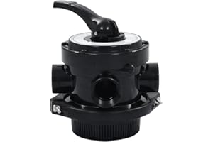 vidaXL 4-way Multiport Valve for Pool Sand Filter - 1.5” Fitting Connectors, ABS Material, With Pressure Gauge - Top-mount - Easy-to-use Lever-action Handle - Black