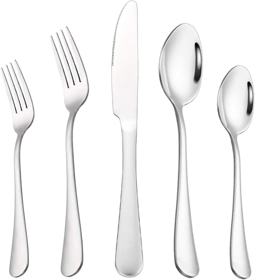 | Silverware Set, Briout Flatware Set service for 4, Stainless Steel Cutlery Set 20 Piece Include Upgraded Knife Spoon Fork, Mirror Polished, Dishwasher Safe: Flatware Sets