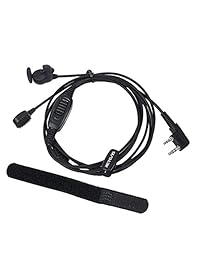 Retevis 2 Pin Casco Auricular Auricular con vibración Walkie Talkie Auricular con micrófono Dedo PTT Compatible con Baofeng UV-5R 888s H-777 RT21 RT22 RT-5R Arcshell AR-5 Radio de dos vías (1 paquete)