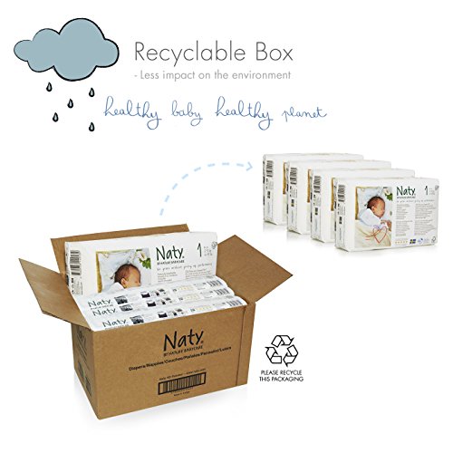 Naty by Nature Babycare Eco-Friendly Premium Disposable Diapers for Sensitive Skin, Size 1, 4 Packs of 26 (104 Count) (Chemical, Chlorine, Perfume Free) - Thumbnail 2