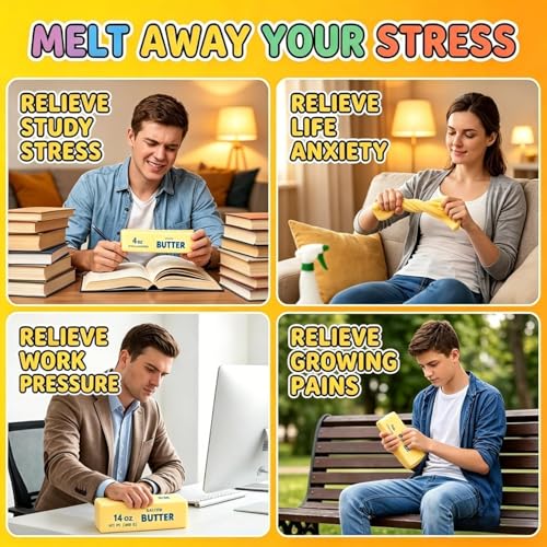 10in Giant Butter Squishy, Jumbo Big Butters 14oz Squeeze Stress Balls, Large Butter Stick Stress Relief Slow Rising Fun for Anxiety Relief Party Favors(1 PCS)