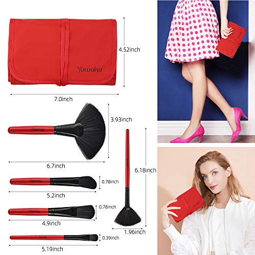 Yuwaku Make Up Brushes, Red Makeup Brushes Set 32 Piece Premium