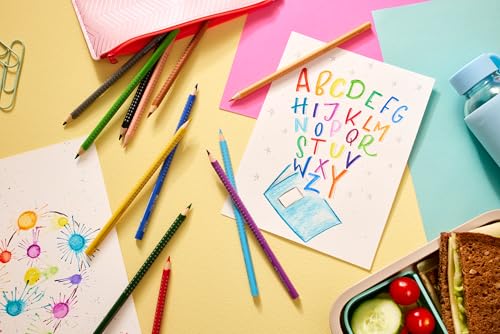 Faber-Castell 201540 - Color Grip 18 + 4 + 2 promotion set | Ergonomic and shatterproof colouring pencils including 4 neon colours and 2 pencils, for children and adults