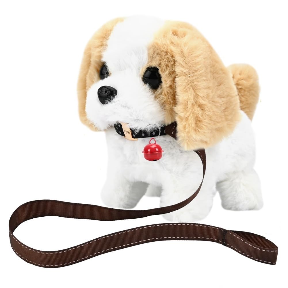 Toy Dogs for Kids Plush Brown Labrador Toy Electronic Interactive Plush Dog Toys for 1-6 Year Old Kids Simulation Pet Dog Walking Nod Barking Wagging Tail Puppy Educational Toys for Boys Girls (DD)