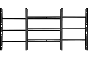 HOUSAGIES Grisham AWG Fixed Window Security Bars, (Black, 3Bars)14''H x 22''- 38''1/2 Adjustable Width Window Safety Guards for Children, Tubular Steel, Rust Resistant