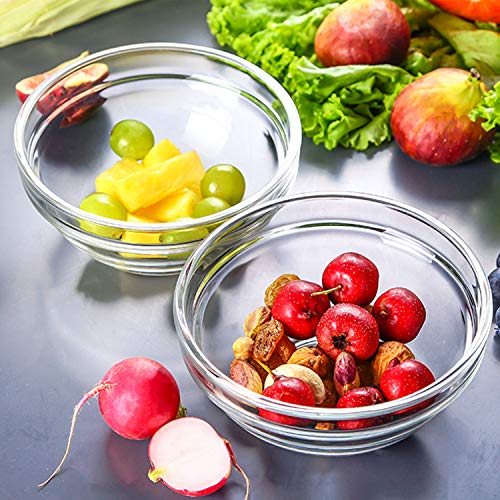 RUCKAE Glass Bowls With Lids For Kitchen Prep, Dessert, Dips, and Candy Dishes or Nut Bowls, 3.9