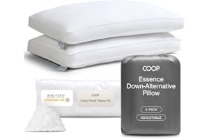 Coop Home Goods Essence Down Alternative Pillow Set of 2, Queen Size, Best Pillows for Sleeping, Adjustable Alternative to Down Pillows, Luxury Hotel Pillow for Back, Stomach or Side Sleepers
