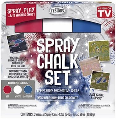 TESTOR CORPORATION Testor 333618 Testors 12OZ 3 Pack Patriotic Spray Chalk Kit: Red, White, Blue - Quantity 4