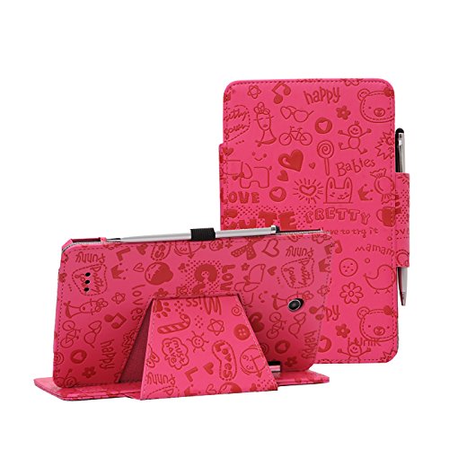 i-UniK Alcatel A30 Tablet Case 2017 T-Mobile Model #9024W LTE Slim Folio 8" Tablet Cover [Bonus Stylus] (Cute Pink)