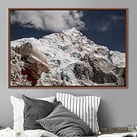 Framed Canvas Wall Art Snow Mountain Cool Expressive Farmhouse/Country Landscape Mountain Top Multicolor Photography Portrait Realism - 16x24 inches