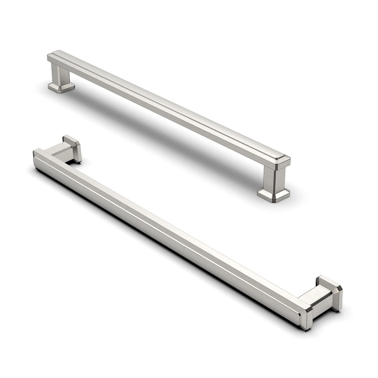 Furniware 10 Pack Brushed Nickel Cabinet Handles, Drawer Pulls 192mm(7.6 Inch) Hole Center, Hardware Modern Kitchen Cabinet Door Handles, Nickel for Kitchen, Bathroom, Wardrobe Cabinets Cupboard — image 1