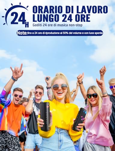 UOHHBOE Portable Bluetooth Speaker Powerful 30W Bluetooth Speaker 5.3 Pairing TWS 24 Hours Connection Distance 30 m Colourful LED Light for Hands-Free Calling AUX for Outdoor Party