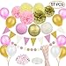 76 Pcs Gold Pink Party Decorations Kit SIMPZIA Party Supplies Including Paper Pom Poms,Tissue Lanterns,Garland,Party Balloons, Straws, Party Flakes for Birthday Party, Baby Shower,Engagement,Wedding