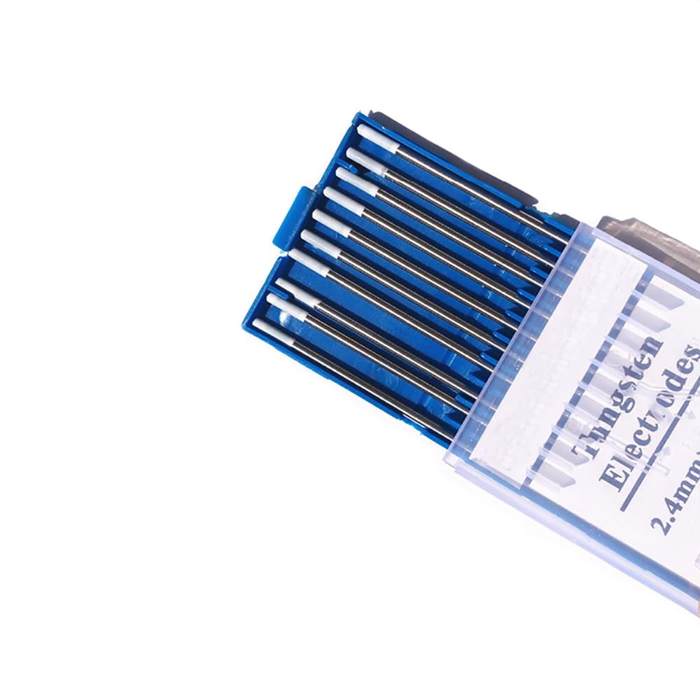 10 Pcs Welding Tungsten Electrodes, 2.4 * 150mm Tig Welding Electrodes Rod, WZ8 Zirconiated Tungsten White Tip for Alloy, Aluminum, Metal