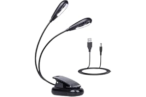 HOVOYNN 8 LED Music Stand Light Clip on LED Book Lights,USB and AAA Battery Operated Student Dormitory Creative Small Desk Lamp,Portable & Flexible Travel Clip Reading Book Light