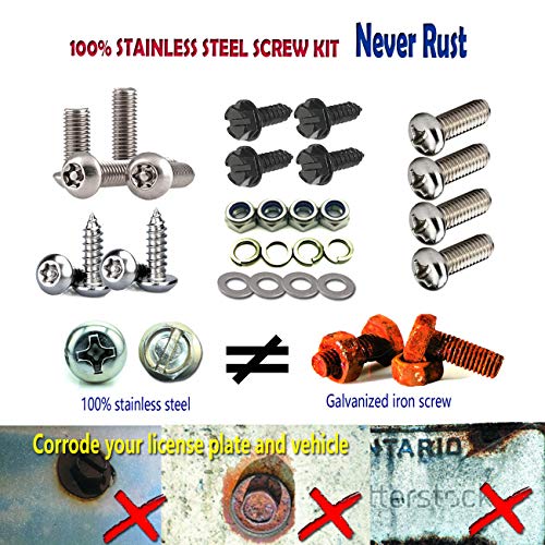 Anti-Theft Stainless Steel License Plate Screws – Black, Universal Fit, 4-Pack