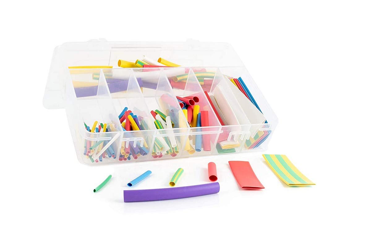 WKK by Hongshang Heat Shrink Tubing assortment 127 pieces, diameter 1.6/0.8mm up to 12.7/6.4mm, shrink rate 2:1, model Hongshang H-2(Z) - colored