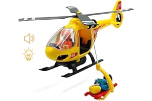 DSHMIXIA Wooden Train Cars Track Accessories Set Plane Toy with Light and Sound for Train Toys for Toddlers 3-5-7 Boys Girls Years Old(Rescue Helicopter（with Light and Sound）)