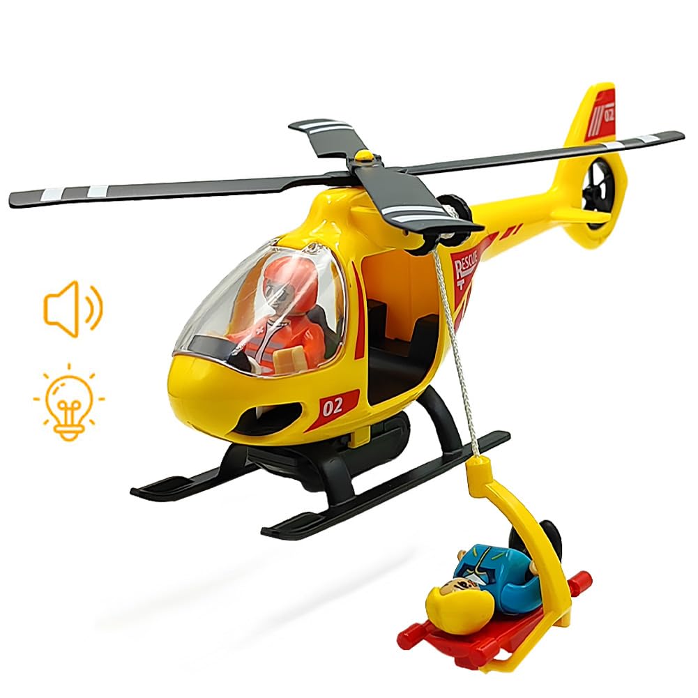 Photo 1 of Wooden Train Cars Track Accessories Set Plane Toy with Light and Sound for Train Toys for Toddlers 3-5-7 Boys Girls Years Old(Rescue Helicopter?with Light and Sound?)