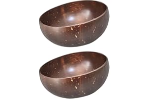 MAGICLULU Natural Coconut Shell Bowl 2pcs Set, 11.5-12.5cm Handmade Eco-Friendly Salad and Fruit Bowls