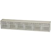 Akro-Mils TiltView Plastic Storage Cabinet with 6 Tilt Out Bins, Horizontal Organizer, Teacher Toolbox, and Office Supply Organizer, 23-5/8" W x 3-1/2" H x 3-3/4" D, Stone