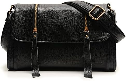 Niktest Women's Soft Surface Diagonal Leather Shoulder Cross Boby Bags Black