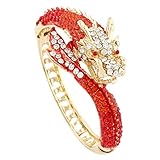 EVER FAITH® Gold-Tone Dragon Bracelet Red Austrian Crystal