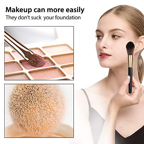 BEAKEY Makeup Brushes with Makeup Sponge, 7+1 Pcs Professional Makeup Brush Set, Premium Synthetic Foundation Powder Concealers Kabuki Eyeshadow Concealer Highlighter Blending Brush Kit