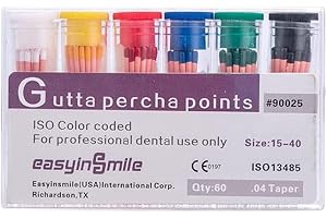 DENTIMICA Dental Gutta Percha Points .02/ .04/.06 Taper Assorted for Endo Endodontics Root Canal (.04 Taper, Mix #15-40)