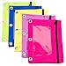 Pencil Pouch (5 Pieces) for 3 Ring Binder with Clear Window, Bright Green, Yellow, Blue, Pink, Purple