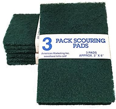 American Market Scouring Pads, Long Lasting Heavy Duty Green Scrubbing Pads. (9 Pack)