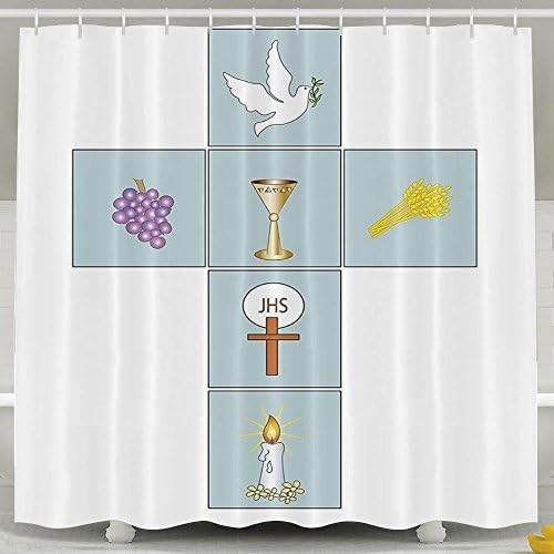 XsWu Baptism Baptismal Cross Bible Faith Believing Greeting Welcoming Baptize BasIn Christ Shower Curtain Bath Curtain With Hooks 60x72