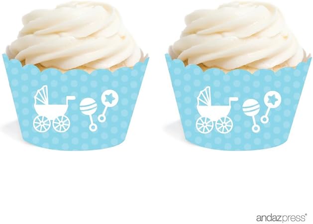 Amazon Com Andaz Press Baby Shower Cupcake Wrappers Boy Baby Shower Baby Blue Rattles Carriage 20 Pack Decor Decorations Wraps Cupcake Muffin Paper Holders Health Personal Care