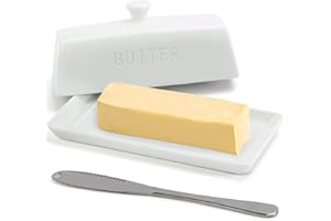 Ceramic Butter Dish with Lid - SGAOFIEE Porcelain Butter Dish with Lid and Knife for Countertop, Perfect for 1 Stick of East Coast Butter
