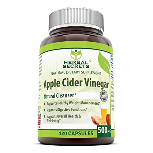 Herbal Secrets Apple Cider Vinegar 500 mg 120 Capsules *Supports Healthy Weight Management *Supports Digestive Functions *Supports Overall Health & Well-being