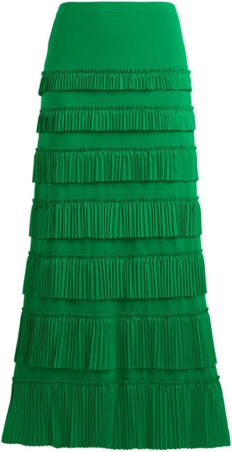 GATHY Women's 7 Tiered Boho Layered Pleated Ruffles Waterfall Maxi Skirt