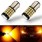 ANTLINE Newest 1157 LED Bulb Amber Yellow (2 Pack), 9-30V Super Bright 1600 Lumens 2057 2357 7528 BAY15D 52-SMD LED Lamps with Projector for Replacement, Work as Turn Signal Blinker Side Marker Lights