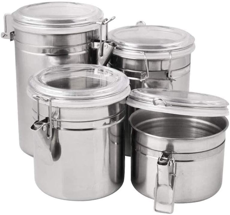 KOBSAINF 4Piece Stainless Steel Airtight Canister Set