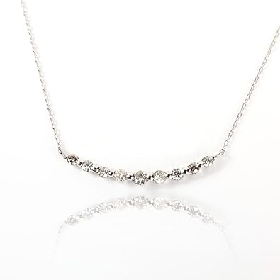 Amazon ダイヤモンド ラインネックレス ペンダント K18wg ホワイト