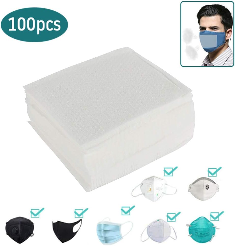 Hannah 100 Pcs M-a-s-k Gasket, Disposable Non-Woven Anti Pollution Face M-a-s-k Filter Pad, Gasket Filter Replacement for Outdoor Working Unisex Use