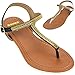 Alpine Swiss Womens Slingback T-Strap Gold Chain Accent Thong Sandals