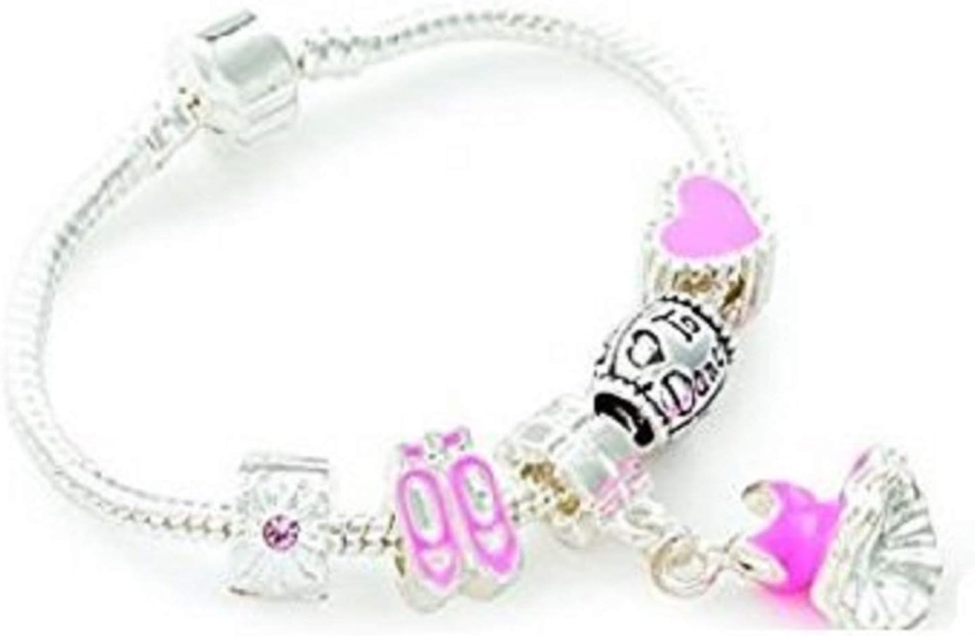 Liberty Charms Childrens 'Love to Dance' Silver Plated Charm Bead Bracelet