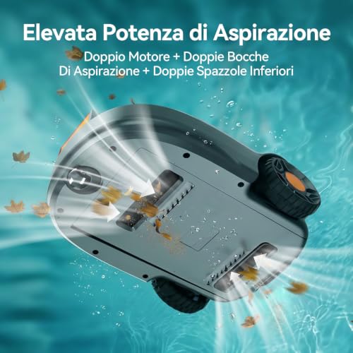 Redkey S200 Wireless Swimming Pool Robots, 180 Min Autonomy, Double Motors, Double Suction, Automatic Parking, Robot Pools Above Ground Flat Bottom Up to 100 m²