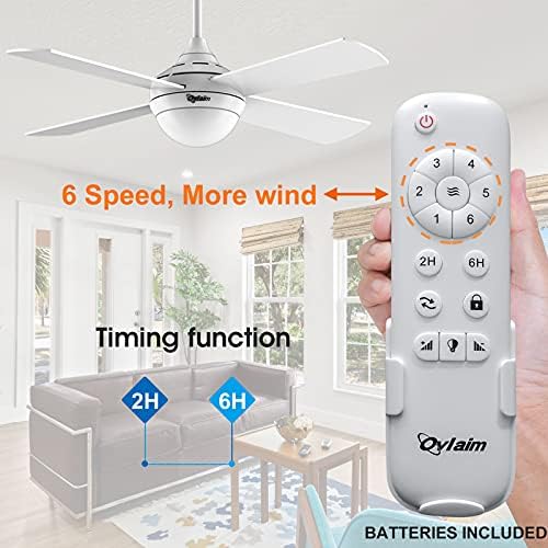 Ovlaim 48 Inch Dc Motor Ceiling Fan With Light White Ceiling Fan With Dimmable Led Light Kit Remote Control Low Profile Indoor 4 Blades Modern Ceiling Fan Buy Online At Best Price